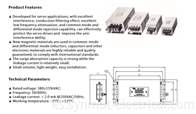 SYNMOT SERVO EMI FILTRO FILTRO DE ENTRADA CA